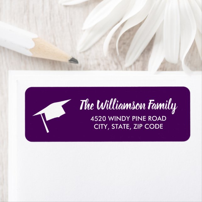 Graduation Cap Custom Colour Return Address Return Address Label (Insitu)