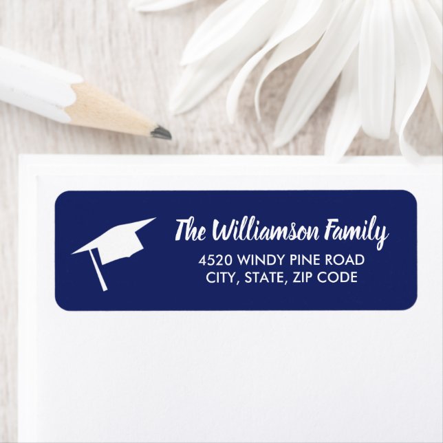 Graduation Cap Custom Colour Return Address Return Address Label (Insitu)
