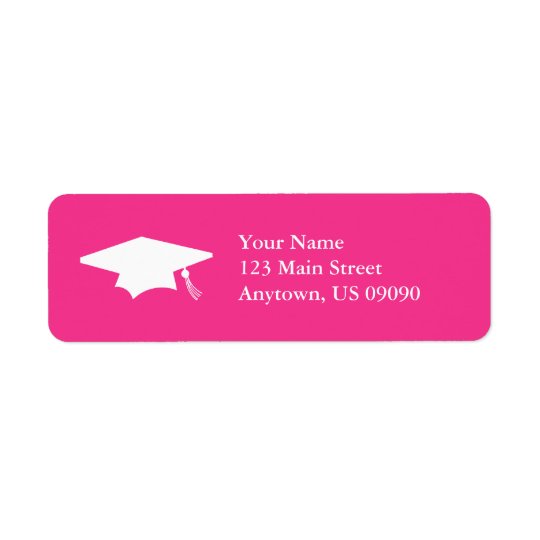 Graduation Cap (Dark Pink) Return Address Label