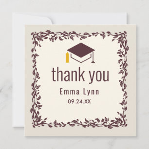 Graduation Cap Decorative Frame Thank You Card