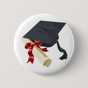 Graduation Cap & Diploma 6 Cm Round Badge