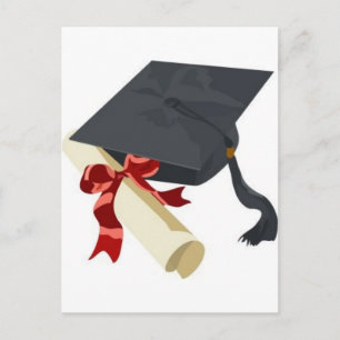 Graduation Cap & Diploma Announcement Postcard