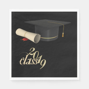 Graduation Cap , Diploma,Class 2019 Napkin