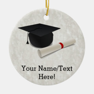 Graduation Cap Diploma Customisable Ceramic Tree Decoration