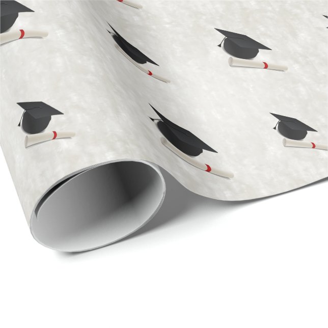 Graduation Cap Diploma Customisable Wrapping Paper (Roll Corner)