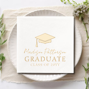 Graduation Cap Elegant Personalised Name Graduate Foil Napkins