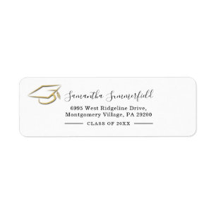 Graduation Cap Elegant Return Address Label