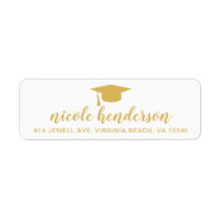 Graduation Cap Gold and White Return Address