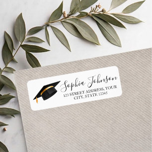 Graduation Cap Gold Foil Tassel Return Address  Label