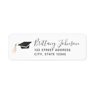 Graduation Cap Gold Foil Tassel Return Address Return Address Label