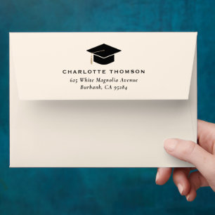 Graduation Cap Gold Tassel Ivory 5x7 Envelope