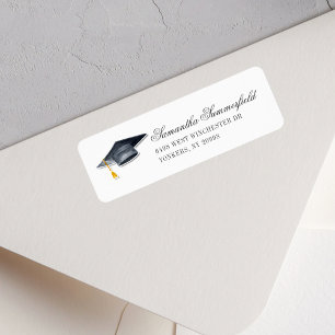 Graduation Cap Gold Tassel Return Address Label