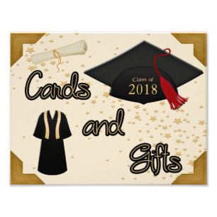 Graduation Cap Gown & Tassel Cards Gift Table Sign