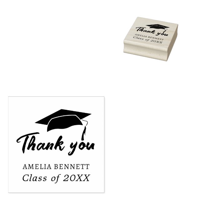 Graduation Cap Graduate Thank you Rubber Stamp (Stamped)