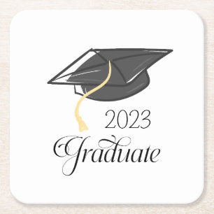 Graduation Cap Graduate Year Party Square Paper Coaster