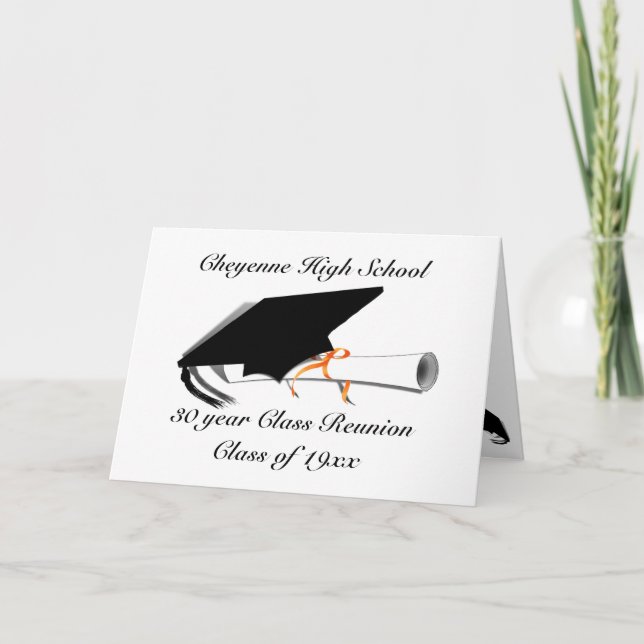 Graduation Cap - High School Class Reunion Card (Front)