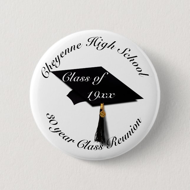 Graduation Cap - High School Reunion 6 Cm Round Badge (Front)