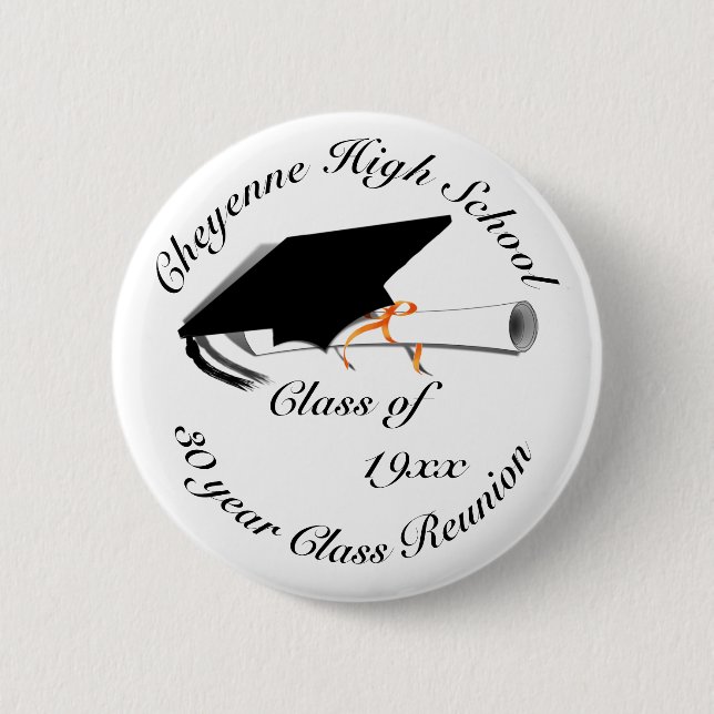 Graduation Cap - High School Reunion 6 Cm Round Badge (Front)