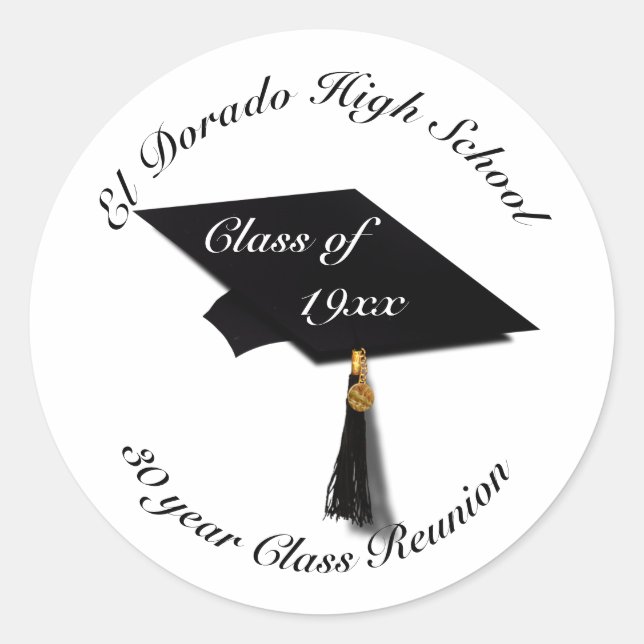 Graduation Cap - High School Reunion Classic Round Sticker (Front)