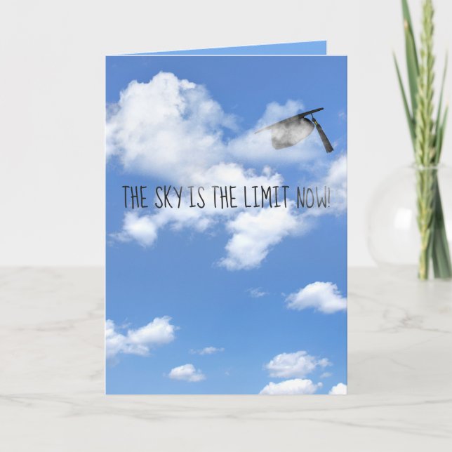 Graduation cap in clouds card (Front)
