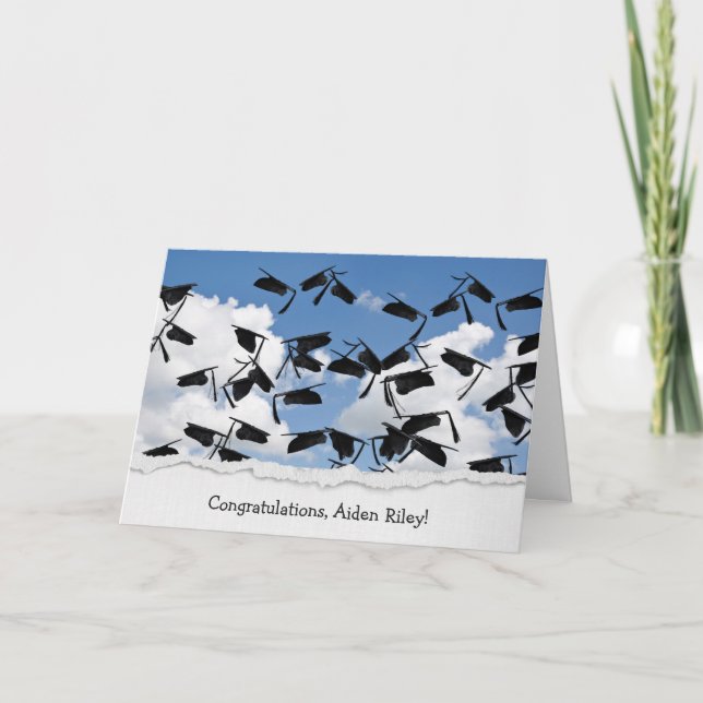 graduation cap in sky card (Front)