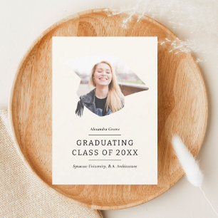 Graduation Cap Ivory 1 Photo Graduation Announcement