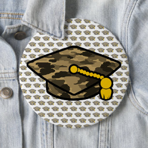 Graduation Cap Khaki Camo 6 Cm Round Badge