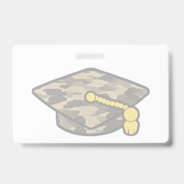 Graduation Cap Khaki Camo ID Badge (Front)