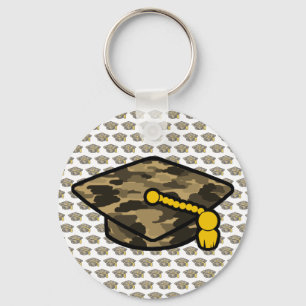 Graduation Cap Khaki Camo Key Ring
