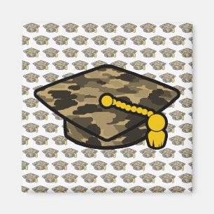 Graduation Cap Khaki Camo Magnet