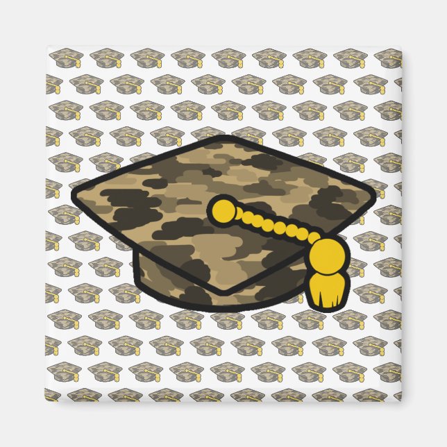 Graduation Cap Khaki Camo Magnet (Front)