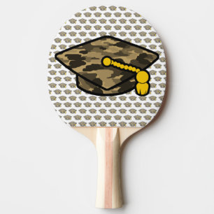 Graduation Cap Khaki Camo Ping Pong Paddle