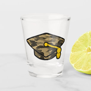 Graduation Cap Khaki Camo Shot Glass