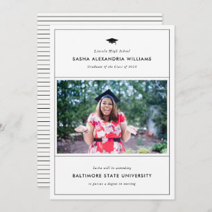 Graduation Cap Modern Photo Grad Announcement