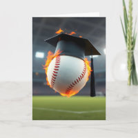 Graduation Cap On a Flaming Baseball