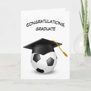Graduation Cap on a Soccer Ball Card
