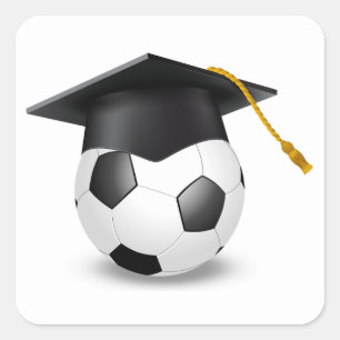Graduation Cap on a Soccer Ball Square Sticker