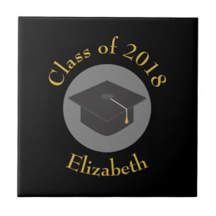 Graduation Cap on Black Class of 20xx Custom Ceramic Tile