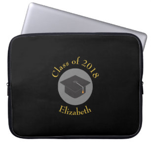 Graduation Cap on Black Class of 20xx Laptop Sleeve