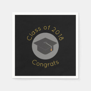 Graduation Cap on Black Class of 20xx Napkin