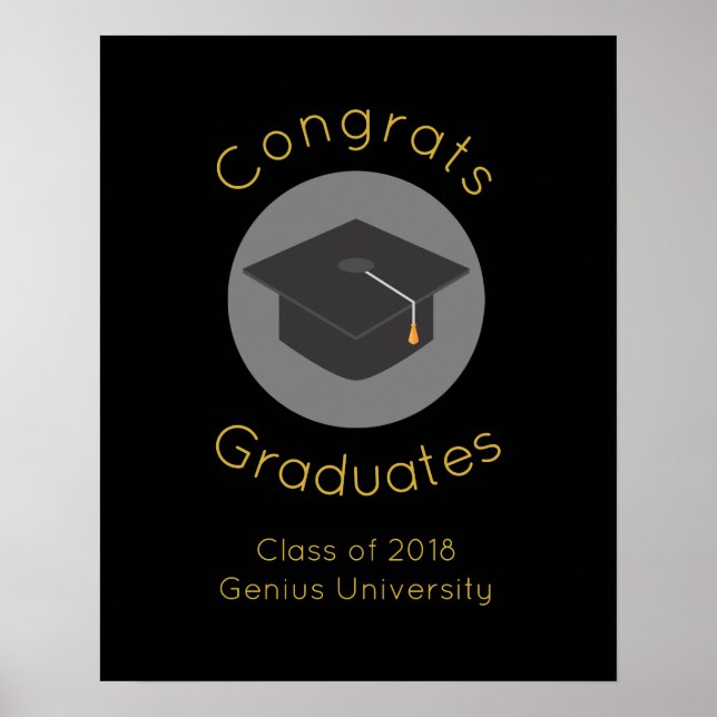 Graduation Cap on Black Class of 20xx Poster (Front)
