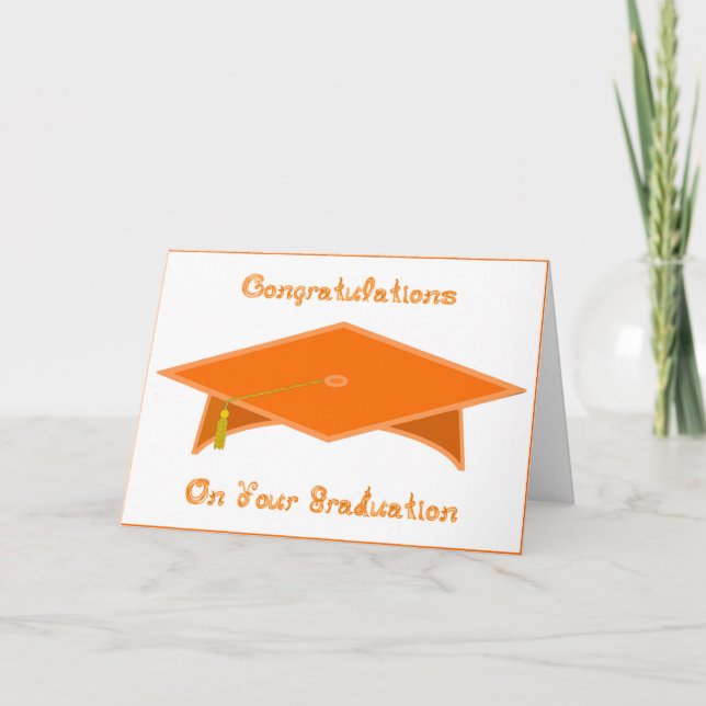 Graduation Cap Orange Paper Hat or Card Printable (Front)