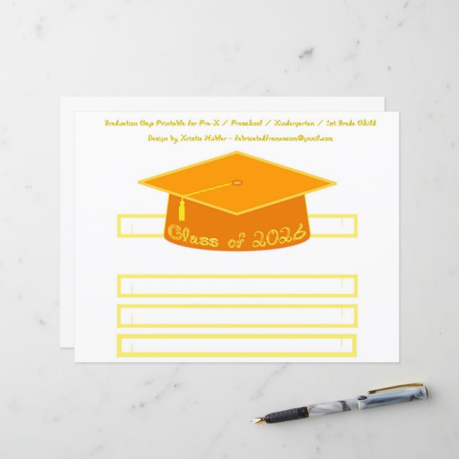 Graduation Cap Orange Party Hat 2026 in Gold (Front/Back In Situ)