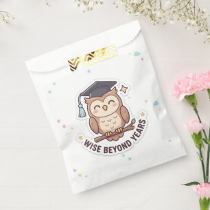 Graduation Cap Owl Wise Beyond Years" Illustration Favour Bag