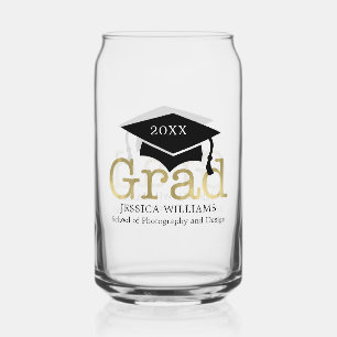 Graduation Cap Personalized Can Glass