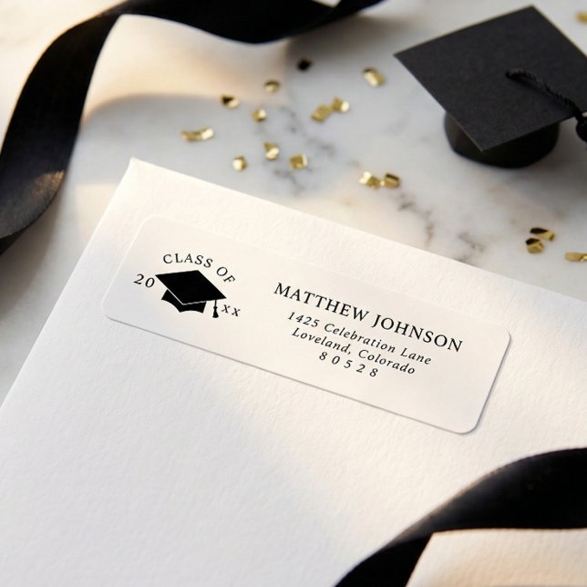 Graduation Cap Return Address Label (Creator Uploaded)