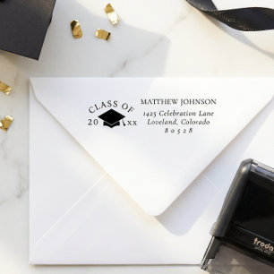 Graduation Cap Return Address Self-inking Stamp