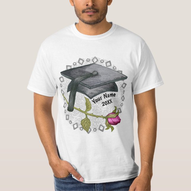 Graduation Cap Rose custom name T-Shirt (Front)