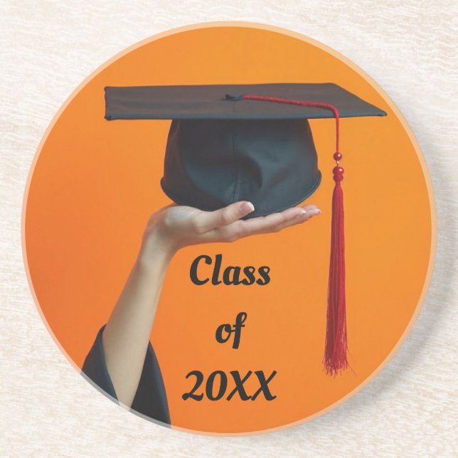 Graduation Cap Round Sandstone Coaster (Front)