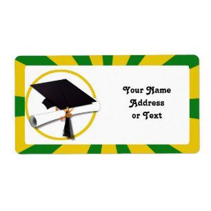 Graduation Cap - School Colours Gold and Green